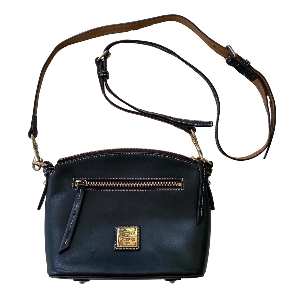 Dooney & Bourke Crossbody Bag‎ Small Black Leather Domed Purse Classic Luxury